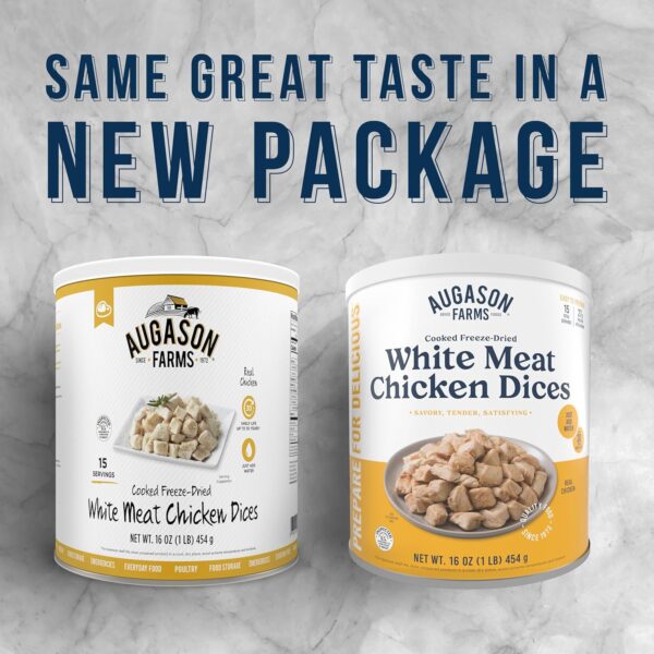 Augason Farms Cooked Freeze Dried White Meat Chicken Dices C...