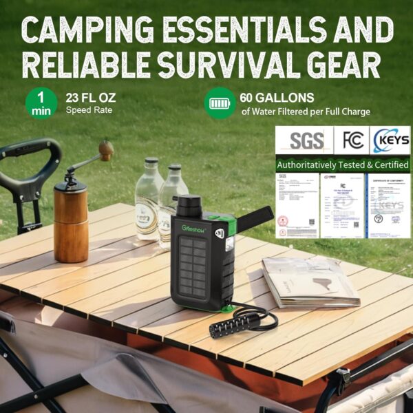 Greeshow Electric Portable Water Filter Camping - Solar Powe...