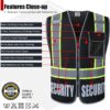Security Vest for Men Women Reflective Safety Vest with 5 Po...