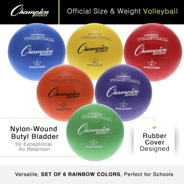 Champion Sports Rubber Volleyball, Official Size, for Indoor...