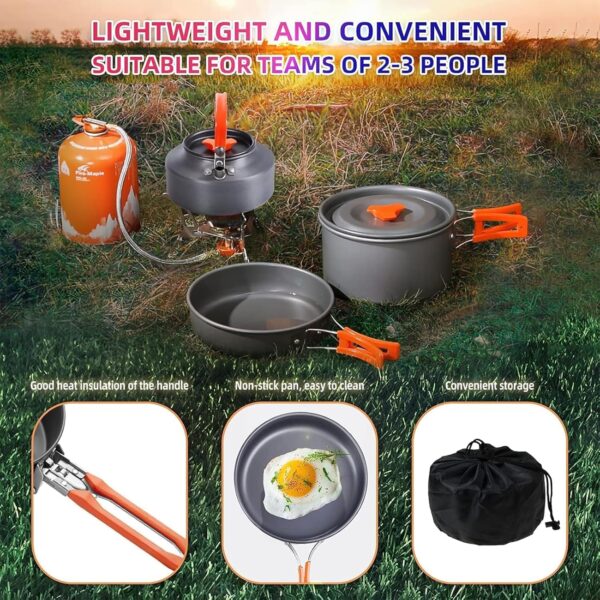 Camping Cooking Set Camping Cookware Outdoor Aluminum Mess K...