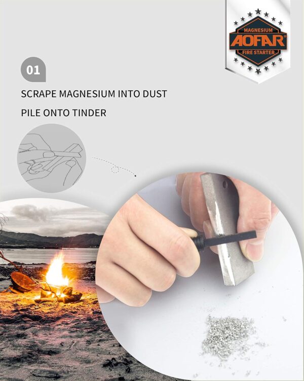 AOFAR Magnesium Fire Starter AF-374 (2-Pack) Waterproof Fire...