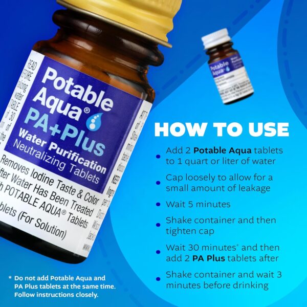 Potable Aqua Water Purification Tablets with PA Plus, Portab...