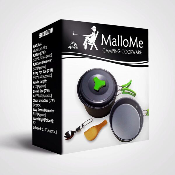 MalloMe Camping Cookware Mess Kit for Backpacking Gear – Cam...