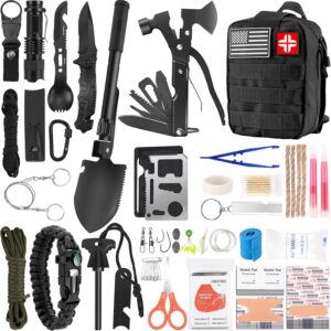 Survival Kit and First Aid Kit, 142Pcs Professional Survival...