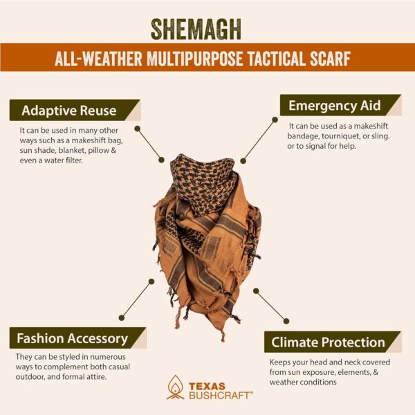 Texas Bushcraft Tactical Shemagh - Authentic Keffiyeh 100% C...