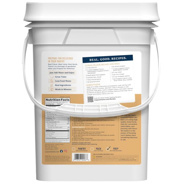 Augason Farms Dried Black Beans 4-Gallon Pail, Bulk Food Sto...