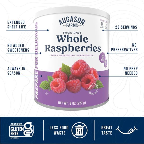 Augason Farms Freeze Dried Whole Raspberries Can, Emergency ...