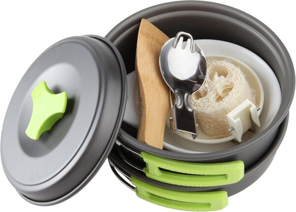 MalloMe Camping Cookware Mess Kit for Backpacking Gear – Cam...