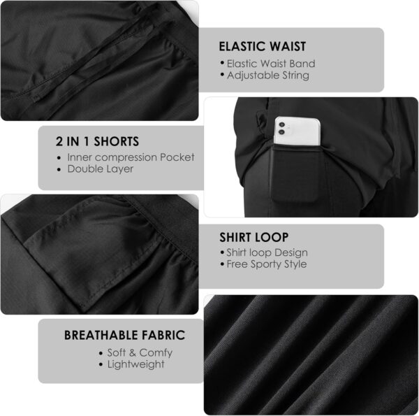 NIMOJIRO Men's 2 in 1 Running Shorts Workout Athletic Traini...