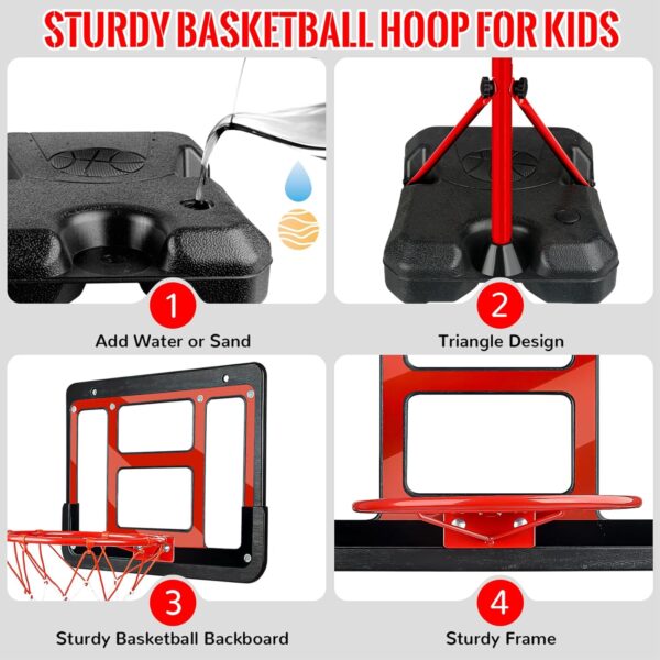 Kids Basketball Hoop with Stand, Adjustable Basketball Set, ...