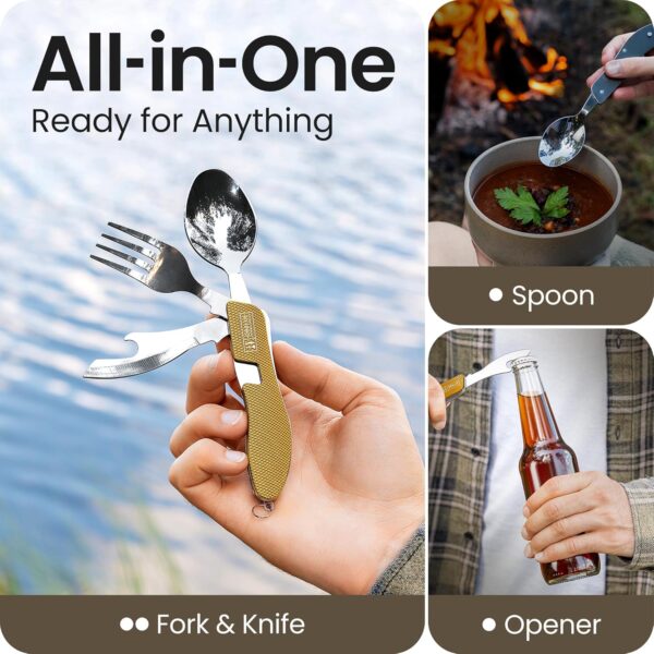 Orblue 4-in-1 Camping Utensils, 2-Pack, Portable Stainless S...
