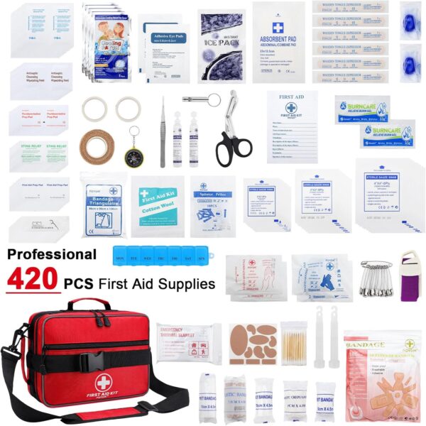 Premium 420 Piece Large First Aid Kit for Home, Car, Travel,...