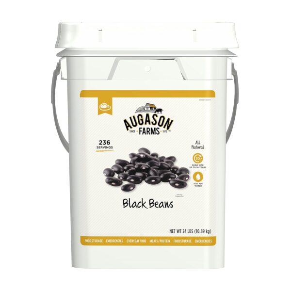Augason Farms Dried Black Beans 4-Gallon Pail, Bulk Food Sto...
