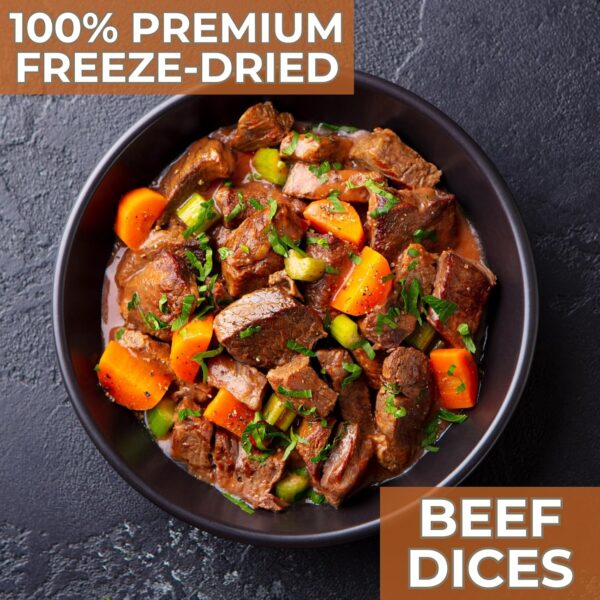 Nutristore Freeze Dried Beef Dices | Pre-Cooked Meat for Bac...