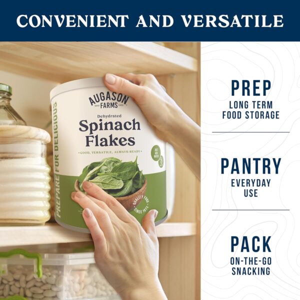 Augason Farms Dehydrated Spinach Flakes Can, Emergency Food ...