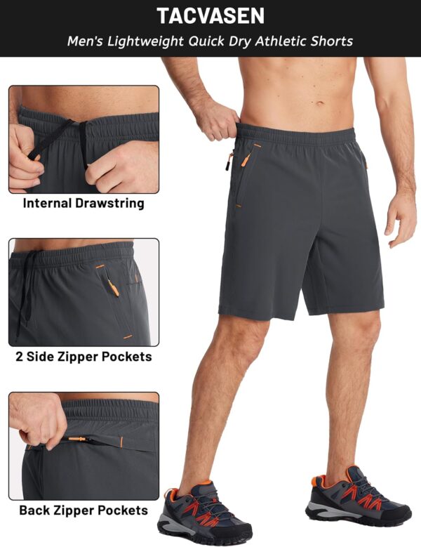 TACVASEN Men's Running Athletic Shorts 9" Quick Dry Workout ...