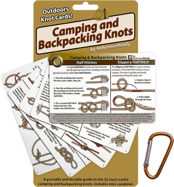 Outdoor Knots - Waterproof Knot Tying Cards with Mini Carabi...