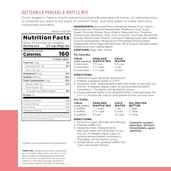 Augason Farms Buttermilk Pancake & Waffle Mix Can, Emergency...