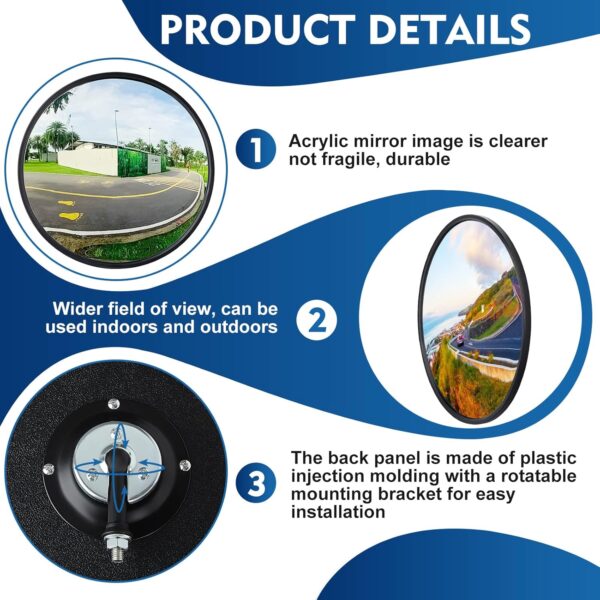 Maitys 2 Pcs Convex Mirror Acrylic Safety Security Traffic C...