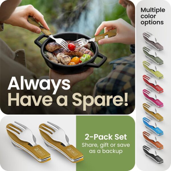 Orblue 4-in-1 Camping Utensils, 2-Pack, Portable Stainless S...