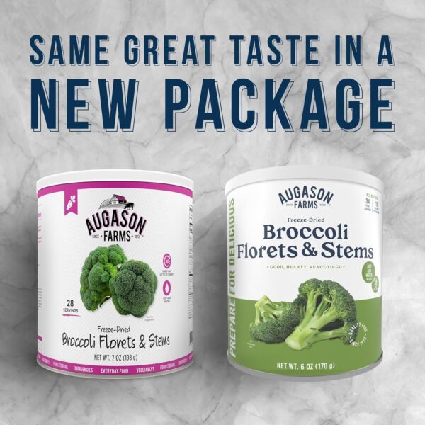 Augason Farms Freeze Dried Broccoli Florets & Stems Can, Eme...