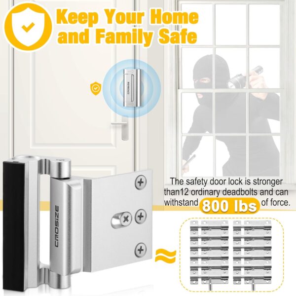 Home Security Door Lock, Upgraded Metal Door Reinforcement L...