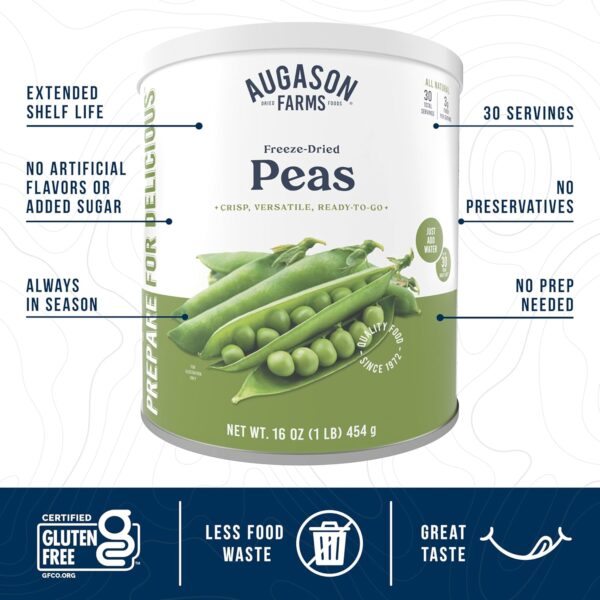 Augason Farms Freeze Dried Peas Can, Emergency Food Supply, ...