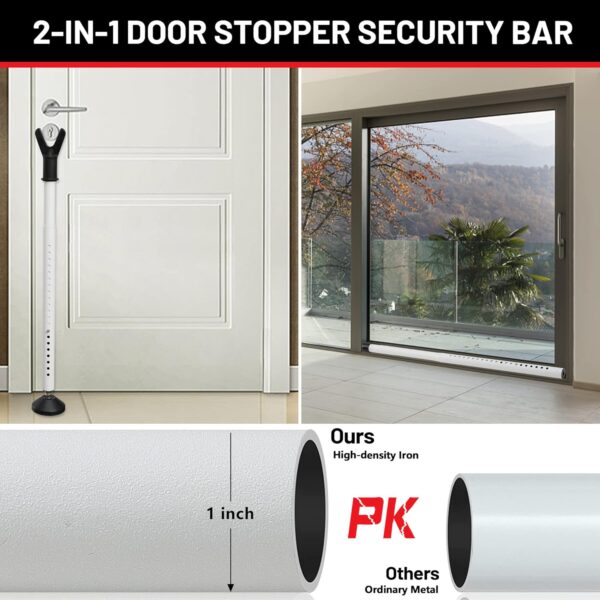 Door Stoppers Security Bar 2 Pack - Heavy Duty Door Jammer -...