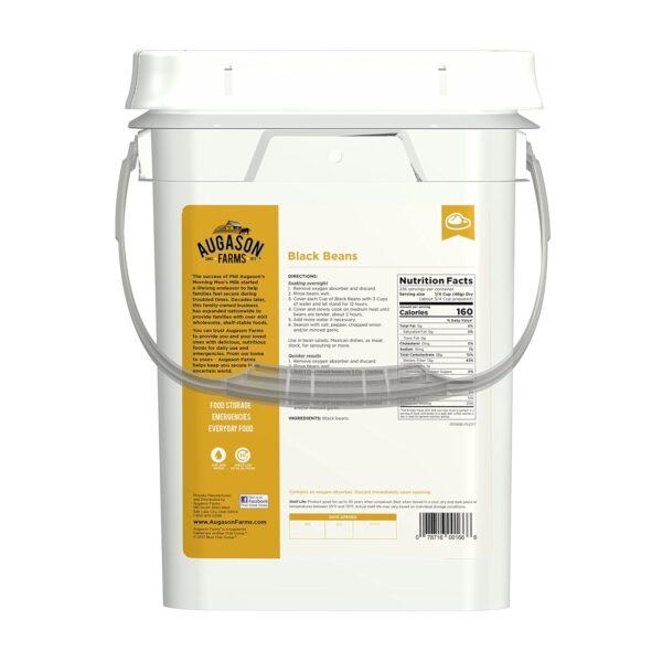 Augason Farms Dried Black Beans 4-Gallon Pail, Bulk Food Sto...