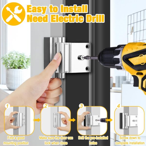 Home Security Door Lock, Upgraded Metal Door Reinforcement L...
