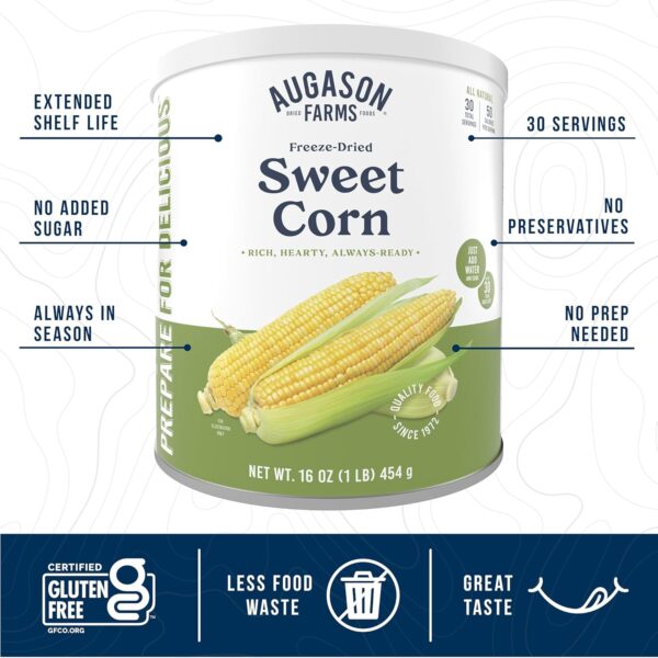 Augason Farms Freeze Dried Sweet Corn Can, Emergency Food Su...
