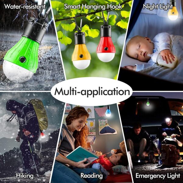 Tent Lamp 4 Packs Portable LED Tent Lights Clip Hook Hurrica...