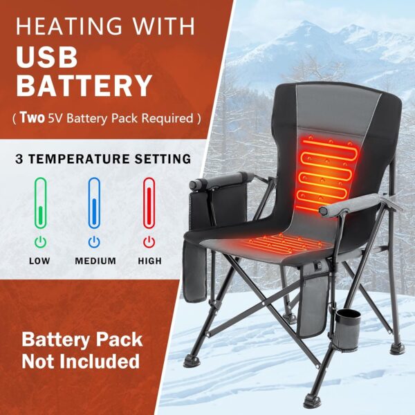 Heated Folding Camping Chair Portable for Outdoor Sports, Fu...