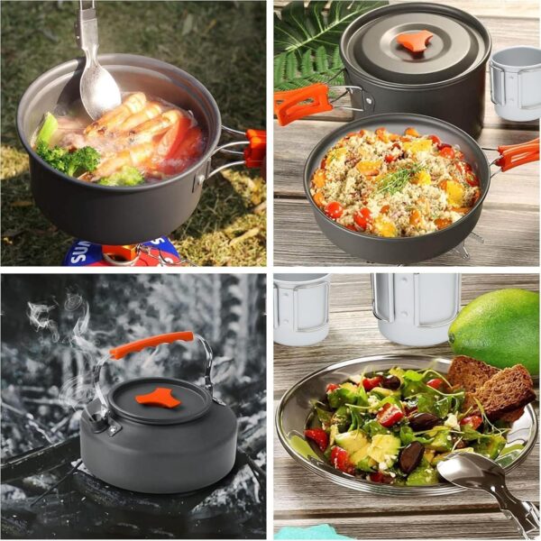Camping Cooking Set Camping Cookware Outdoor Aluminum Mess K...