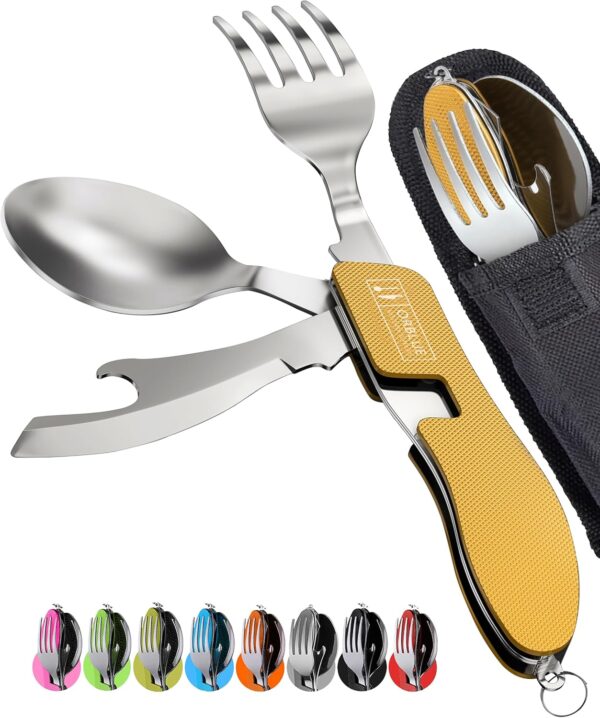 Orblue 4-in-1 Camping Utensils, 2-Pack, Portable Stainless S...