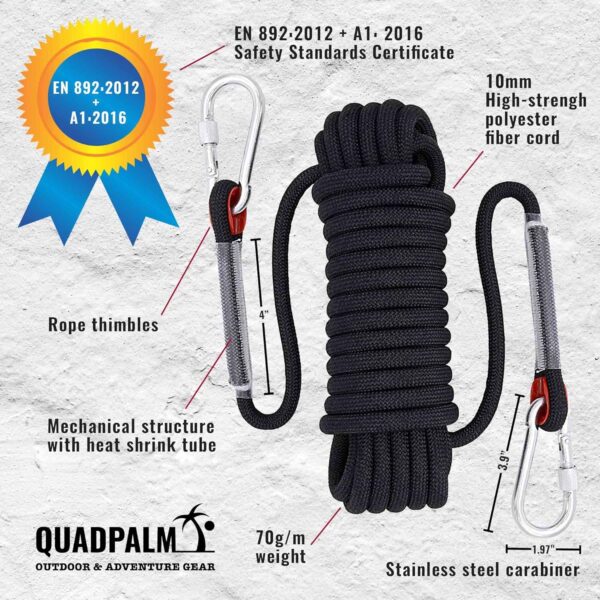 Grappling Hook and Rope 10M (32ft) - Multifunctional Heavy D...
