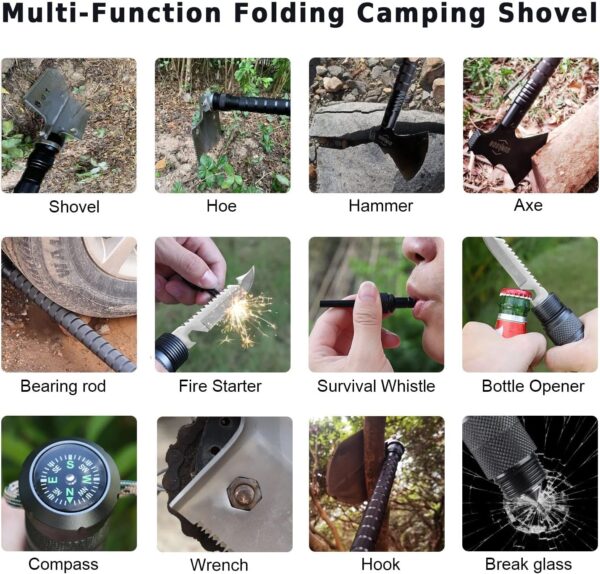 Survival Shovel Survival Axe, Camping Folding Shovels Hatche...