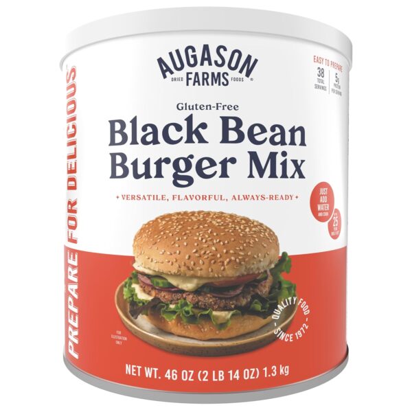 Augason Farms Black Bean Burger Mix Can, Certified Gluten Fr...