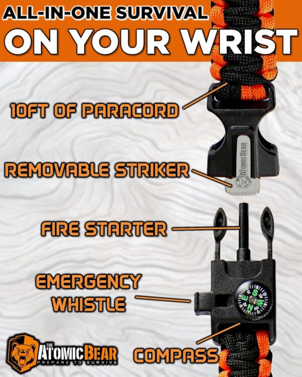 Atomic Bear Paracord Bracelet (2 Pack) - Adjustable - Fire S...