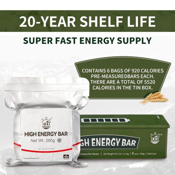 Emergency Food Ration Bars, Survival Food with Tin box, 20 Y...