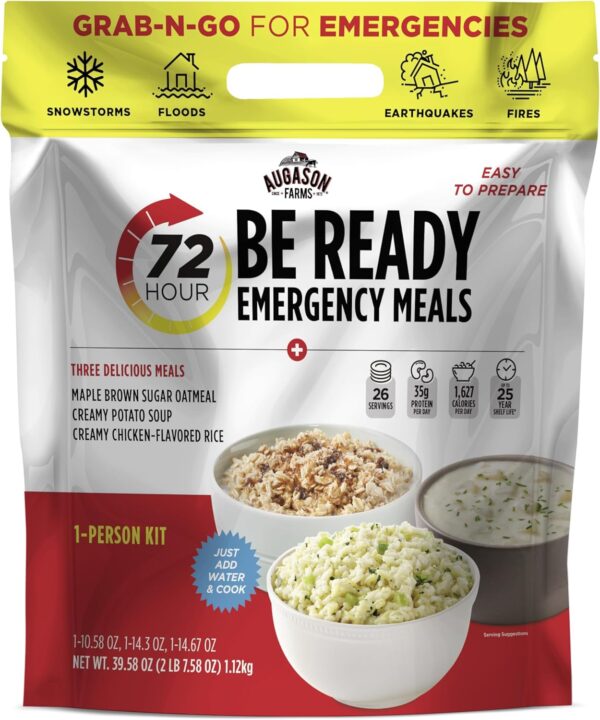 Augason Farms 72-Hour Be Ready Emergency Meal Kit, White, Sm...