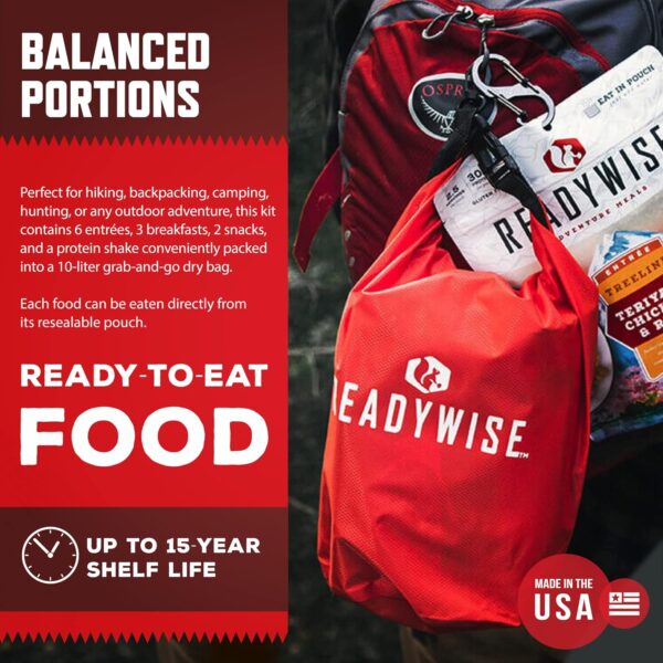 ReadyWise 3-Day, Emergency Food Supply, 10L Dry Bag with Fre...