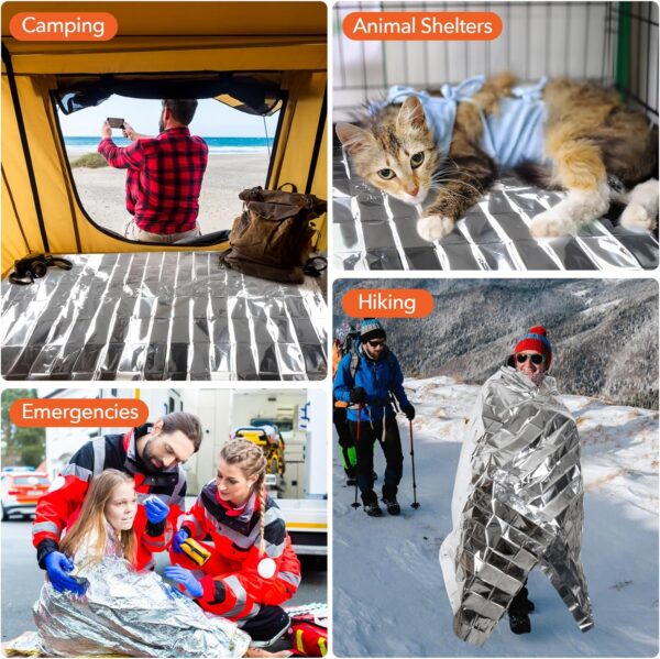 6 Pack Emergency Mylar Blanket, Emergency Blanket Space Blan...