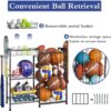 Sports Equipment Organizer, Ball Storage Rack with Elastic S...