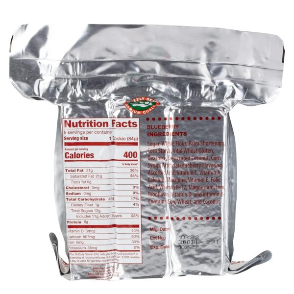 Grizzly Gear Emergency Food Rations- 3600 Calorie Blueberry ...