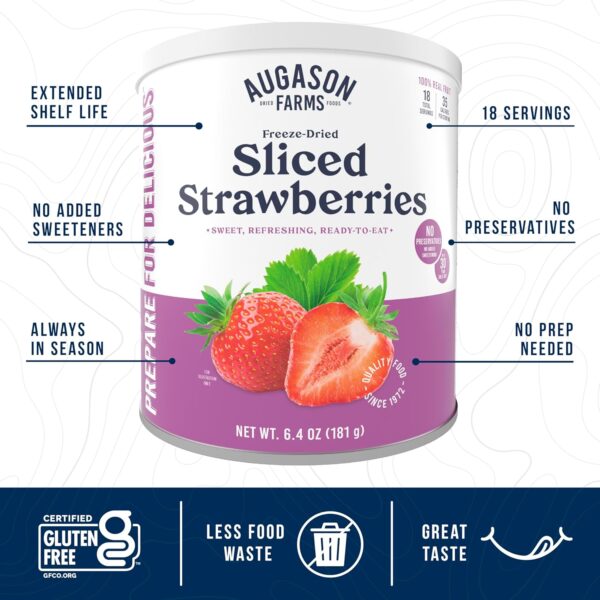 Augason Farms Freeze Dried Sliced Strawberries Can, Emergenc...