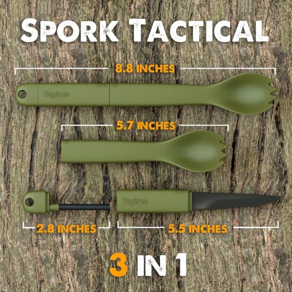 Tapirus Spork Tactical Green | BPA Free Spoon Fork, Stainles...