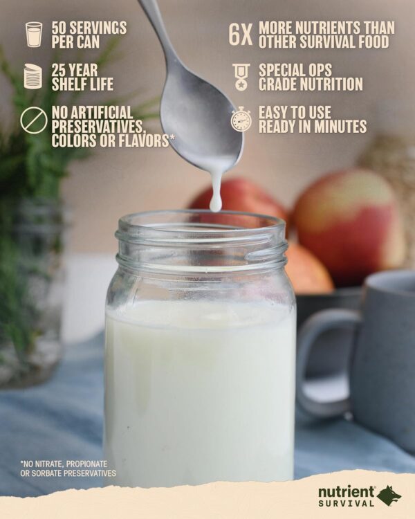 Nutrient Survival Vitamin Powdered Milk, Freeze Dried Preppe...
