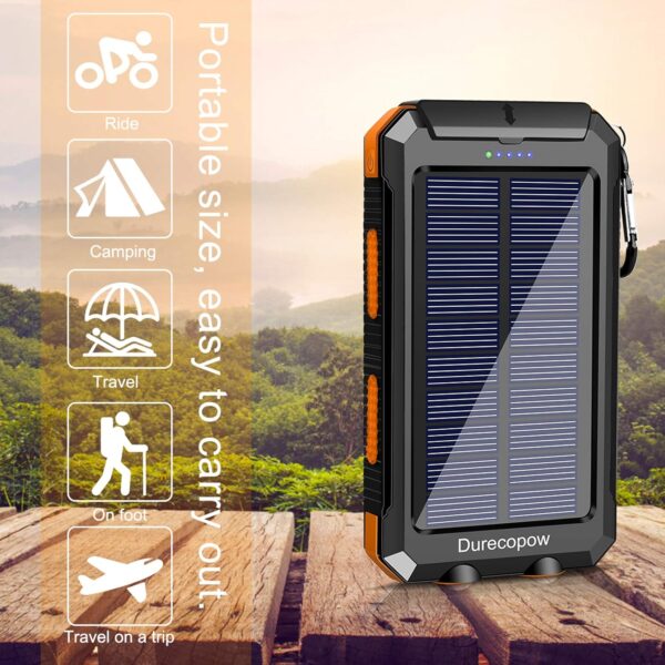 Solar Charger Power Bank, 20000mAh Portable Outdoor Waterpro...